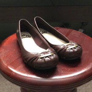 Cognac Leather Flats, brand Fergalicious by Fergie